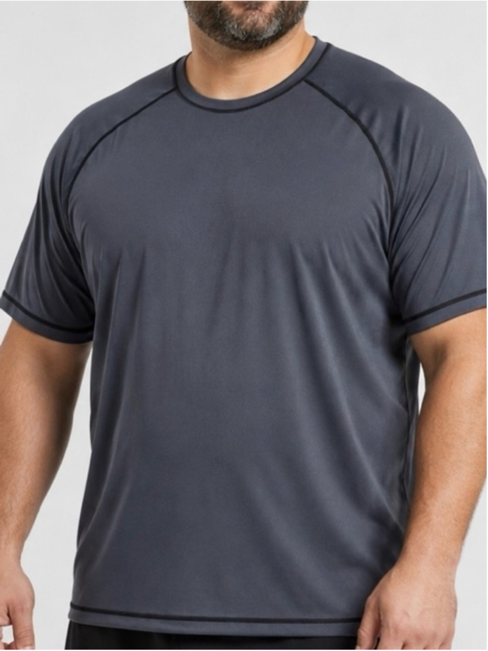 Mens Big Tall 4XL Gray Rash Guard Swim Shirt Quick Dry 4-Way Stretch Tee 1300